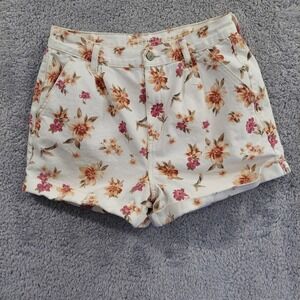 American Eagle Shorts Women's Sz 10 Denim White Floral All Over Print High Rise